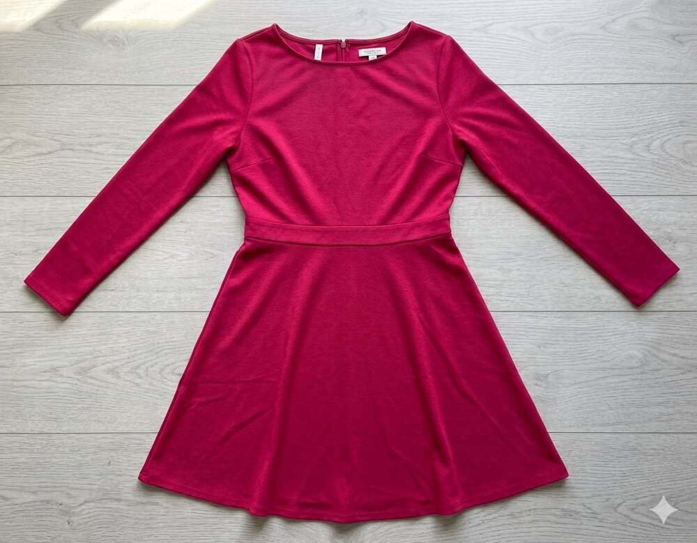 Maurices Red Long Sleeve Fit and Flare Skater Dress Size Medium NWT